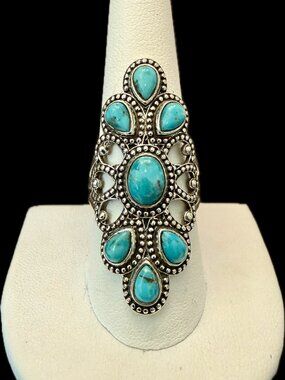 925 AMERICAN TURQUOISE multi stone Ring